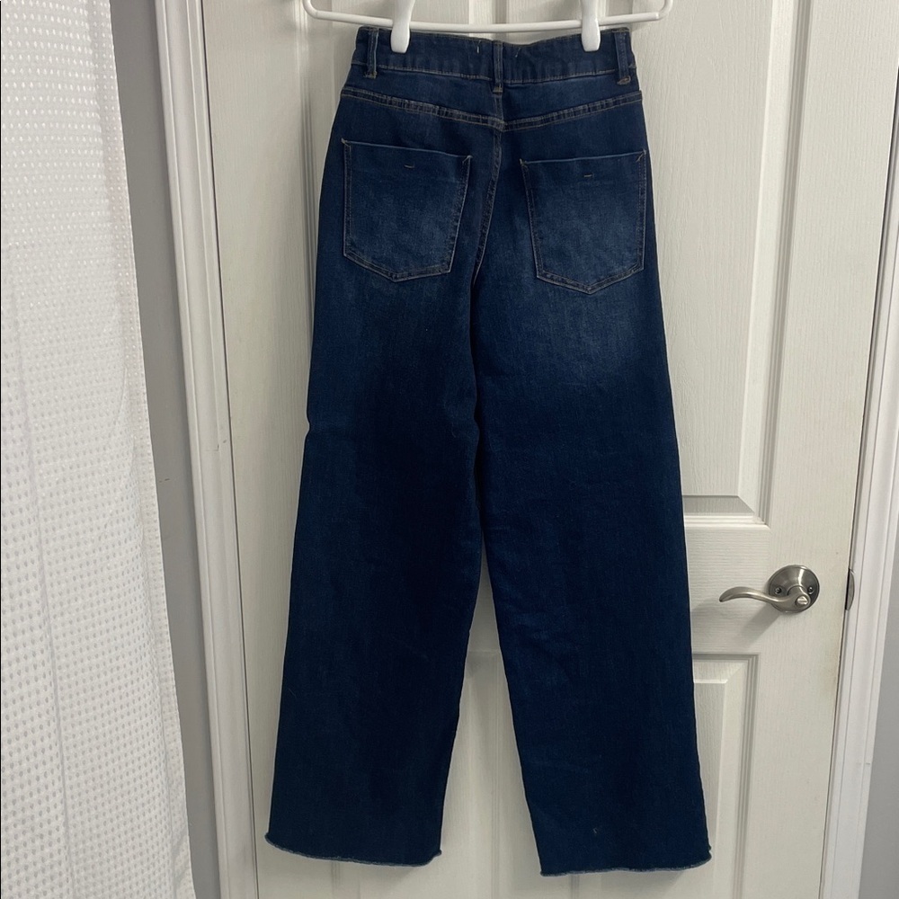 Oak New York High Waist Wide Leg Rhinestone Pocket Dark Wash Denim Jeans Sz 2/26 - Picture 7 of 16